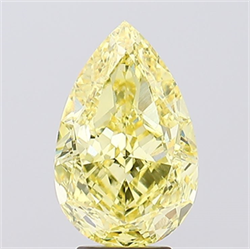 Picture of Lab Created Diamond 5.14 Carats, Pear with  Cut, Fancy Vivid Yellow Color, VS1 Clarity and Certified by IGI
