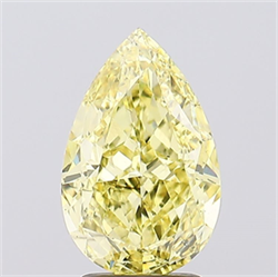 Picture of Lab Created Diamond 3.10 Carats, Pear with  Cut, Fancy Intense Yellow Color, VS2 Clarity and Certified by IGI