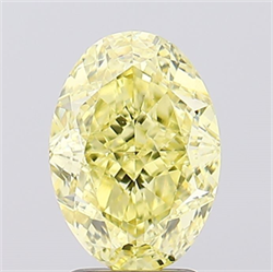 Picture of Lab Created Diamond 3.09 Carats, Oval with  Cut, Fancy Intense Yellow Color, VS1 Clarity and Certified by IGI