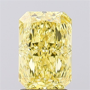 Picture of Lab Created Diamond 2.10 Carats, Radiant with  Cut, Fancy Vivid Yellow Color, VS2 Clarity and Certified by IGI