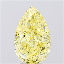 Picture of Lab Created Diamond 4.66 Carats, Pear with  Cut, Fancy Vivid Yellow Color, VS2 Clarity and Certified by IGI