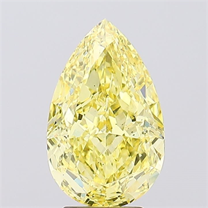 Picture of Lab Created Diamond 4.66 Carats, Pear with  Cut, Fancy Vivid Yellow Color, VS2 Clarity and Certified by IGI
