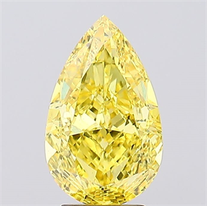 Picture of Lab Created Diamond 4.06 Carats, Pear with  Cut, Fancy Vivid Yellow Color, VS1 Clarity and Certified by IGI