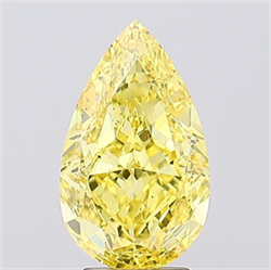 Picture of Lab Created Diamond 4.04 Carats, Pear with  Cut, Fancy Vivid Yellow Color, VS2 Clarity and Certified by IGI