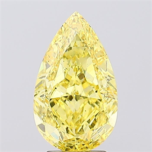 Picture of Lab Created Diamond 4.04 Carats, Pear with  Cut, Fancy Vivid Yellow Color, VS2 Clarity and Certified by IGI