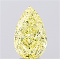 Picture of Lab Created Diamond 2.57 Carats, Pear with  Cut, Fancy Vivid Yellow Color, VS1 Clarity and Certified by IGI