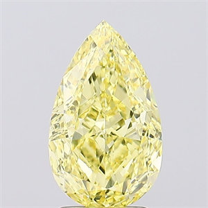 Picture of Lab Created Diamond 2.57 Carats, Pear with  Cut, Fancy Vivid Yellow Color, VS1 Clarity and Certified by IGI
