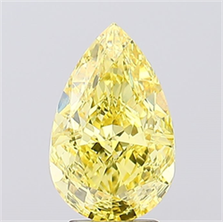 Picture of Lab Created Diamond 4.11 Carats, Pear with  Cut, Fancy Vivid Yellow Color, VS2 Clarity and Certified by IGI