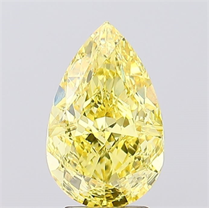 Picture of Lab Created Diamond 4.11 Carats, Pear with  Cut, Fancy Vivid Yellow Color, VS2 Clarity and Certified by IGI