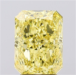 Picture of Lab Created Diamond 3.10 Carats, Radiant with  Cut, Fancy Intense Yellow Color, VS2 Clarity and Certified by IGI