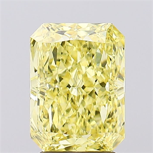 Picture of Lab Created Diamond 3.14 Carats, Radiant with  Cut, Fancy Intense Yellow Color, VS2 Clarity and Certified by IGI