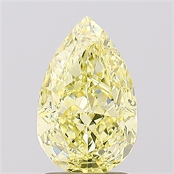 Picture of Lab Created Diamond 2.09 Carats, Pear with  Cut, Fancy Intense Yellow Color, VS2 Clarity and Certified by IGI