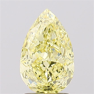 Picture of Lab Created Diamond 2.09 Carats, Pear with  Cut, Fancy Intense Yellow Color, VS2 Clarity and Certified by IGI