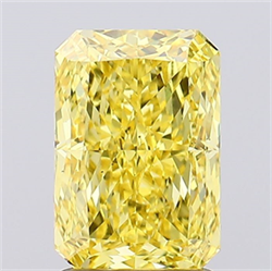 Picture of Lab Created Diamond 2.09 Carats, Radiant with  Cut, Fancy Vivid Yellow Color, VS2 Clarity and Certified by IGI