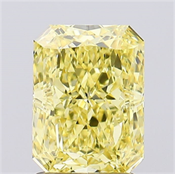 Picture of Lab Created Diamond 2.10 Carats, Radiant with  Cut, Fancy Vivid Yellow Color, VS1 Clarity and Certified by IGI