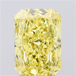 Picture of Lab Created Diamond 2.59 Carats, Radiant with  Cut, Fancy Vivid Yellow Color, VS2 Clarity and Certified by IGI