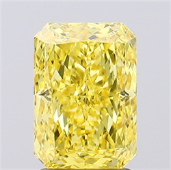 Picture of Lab Created Diamond 2.07 Carats, Radiant with  Cut, Fancy Vivid Yellow Color, VS1 Clarity and Certified by IGI