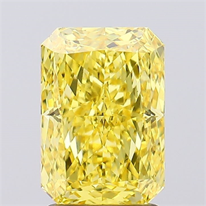 Picture of Lab Created Diamond 2.07 Carats, Radiant with  Cut, Fancy Vivid Yellow Color, VS1 Clarity and Certified by IGI