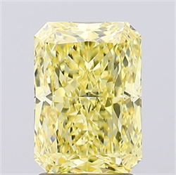 Picture of Lab Created Diamond 2.07 Carats, Radiant with  Cut, Fancy Intense Yellow Color, VS1 Clarity and Certified by IGI