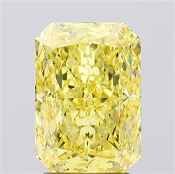 Picture of Lab Created Diamond 2.53 Carats, Radiant with  Cut, Fancy Vivid Yellow Color, VS2 Clarity and Certified by IGI