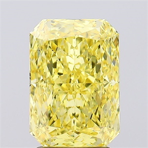 Picture of Lab Created Diamond 2.53 Carats, Radiant with  Cut, Fancy Vivid Yellow Color, VS2 Clarity and Certified by IGI