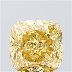 Picture of Lab Created Diamond 2.53 Carats, SQUARE CUSHION with  Cut, Fancy Vivid Yellow Color, VS1 Clarity and Certified by IGI