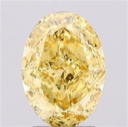 Picture of Lab Created Diamond 2.56 Carats, Oval with  Cut, Fancy Vivid Yellow Color, VS2 Clarity and Certified by IGI