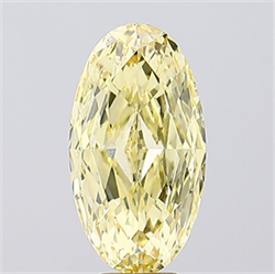 Picture of Lab Created Diamond 6.52 Carats, Oval with  Cut, Fancy Vivid Yellow Color, VS1 Clarity and Certified by IGI