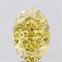 Picture of Lab Created Diamond 6.02 Carats, Oval with  Cut, Fancy Vivid Yellow Color, VS1 Clarity and Certified by IGI