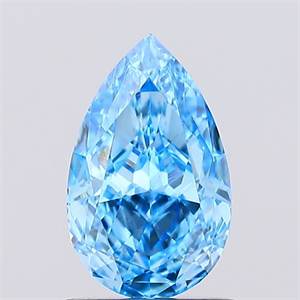 Picture of Lab Created Diamond 1.11 Carats, Pear with  Cut, Fancy Vivid Blue Color, VVS1 Clarity and Certified by IGI