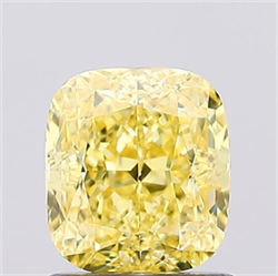 Picture of Lab Created Diamond 1.21 Carats, Cushion with  Cut, Fancy Vivid Yellow Color, VVS2 Clarity and Certified by IGI