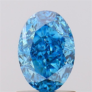 Picture of Lab Created Diamond 1.22 Carats, Oval with  Cut, Fancy Vivid Blue Color, VS2 Clarity and Certified by IGI