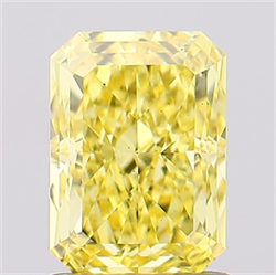 Picture of Lab Created Diamond 1.50 Carats, Radiant with  Cut, Fancy Vivid Yellow Color, VS1 Clarity and Certified by IGI