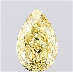 Picture of Lab Created Diamond 1.23 Carats, Pear with  Cut, Fancy Intense Yellow Color, VS2 Clarity and Certified by IGI