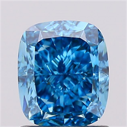 Picture of Lab Created Diamond 1.23 Carats, Cushion with  Cut, Fancy Vivid Blue Color, VS2 Clarity and Certified by IGI