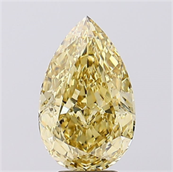 Picture of Lab Created Diamond 5.05 Carats, Pear with  Cut, Fancy Vivid Yellow Color, VVS2 Clarity and Certified by IGI