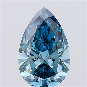 Picture of Lab Created Diamond 2.28 Carats, Pear with  Cut, Fancy Vivid Blue Color, VS1 Clarity and Certified by IGI