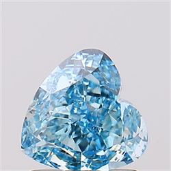 Picture of Lab Created Diamond 1.01 Carats, Heart with  Cut, Fancy Vivid Blue Color, VS2 Clarity and Certified by IGI