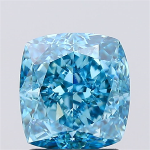 Picture of Lab Created Diamond 2.01 Carats, SQUARE CUSHION with  Cut, Fancy Vivid Blue Color, VS1 Clarity and Certified by IGI