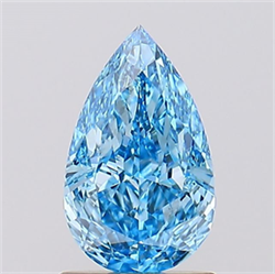 Picture of Lab Created Diamond 1.22 Carats, Pear with  Cut, Fancy Vivid Blue Color, VS1 Clarity and Certified by IGI