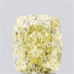 Picture of Lab Created Diamond 3.01 Carats, Cushion with  Cut, Fancy Intense Yellow Color, VVS2 Clarity and Certified by IGI