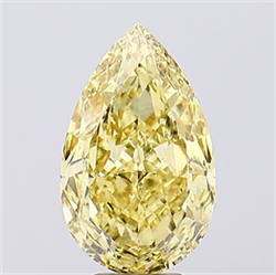 Picture of Lab Created Diamond 6.06 Carats, Pear with  Cut, Fancy Vivid Yellow Color, VS2 Clarity and Certified by IGI