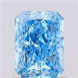 Picture of Lab Created Diamond 1.02 Carats, Radiant with  Cut, Fancy Vivid Blue Color, VVS2 Clarity and Certified by IGI