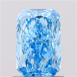 Picture of Lab Created Diamond 1.10 Carats, Radiant with  Cut, Fancy Vivid Blue Color, VVS2 Clarity and Certified by IGI