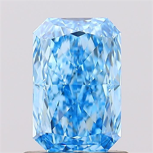 Picture of Lab Created Diamond 1.10 Carats, Radiant with  Cut, Fancy Vivid Blue Color, VVS2 Clarity and Certified by IGI