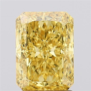 Picture of Lab Created Diamond 2.08 Carats, Radiant with  Cut, Fancy Vivid Yellow Color, VVS2 Clarity and Certified by IGI