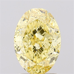Picture of Lab Created Diamond 2.11 Carats, Oval with  Cut, Fancy Intense Yellow Color, VS1 Clarity and Certified by IGI