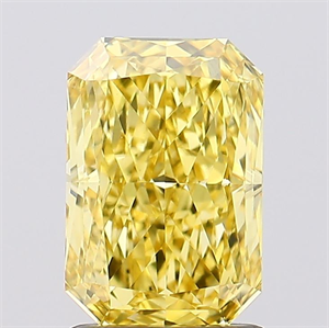 Picture of Lab Created Diamond 1.59 Carats, Radiant with  Cut, Fancy Vivid Yellow Color, VVS2 Clarity and Certified by IGI