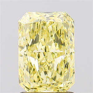 Picture of Lab Created Diamond 1.55 Carats, Radiant with  Cut, Fancy Vivid Yellow Color, VVS2 Clarity and Certified by IGI