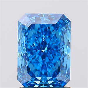 Picture of Lab Created Diamond 1.58 Carats, Radiant with  Cut, Fancy Vivid Blue Color, VVS2 Clarity and Certified by IGI